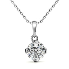 Twisted Prong Round Brilliant Moissanite Solitaire Pendant