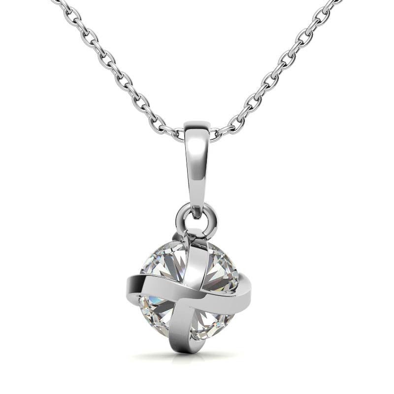 Twisted Prong Round Brilliant Moissanite Solitaire Pendant