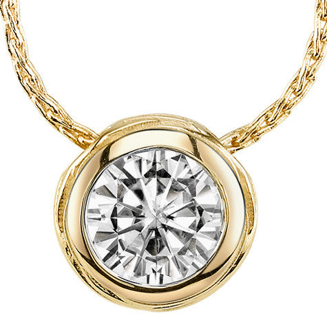 Round Brilliant Moissanite Bark Style Slide Pendant