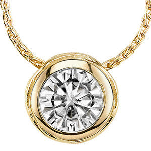 Round Brilliant Moissanite Bark Style Slide Pendant