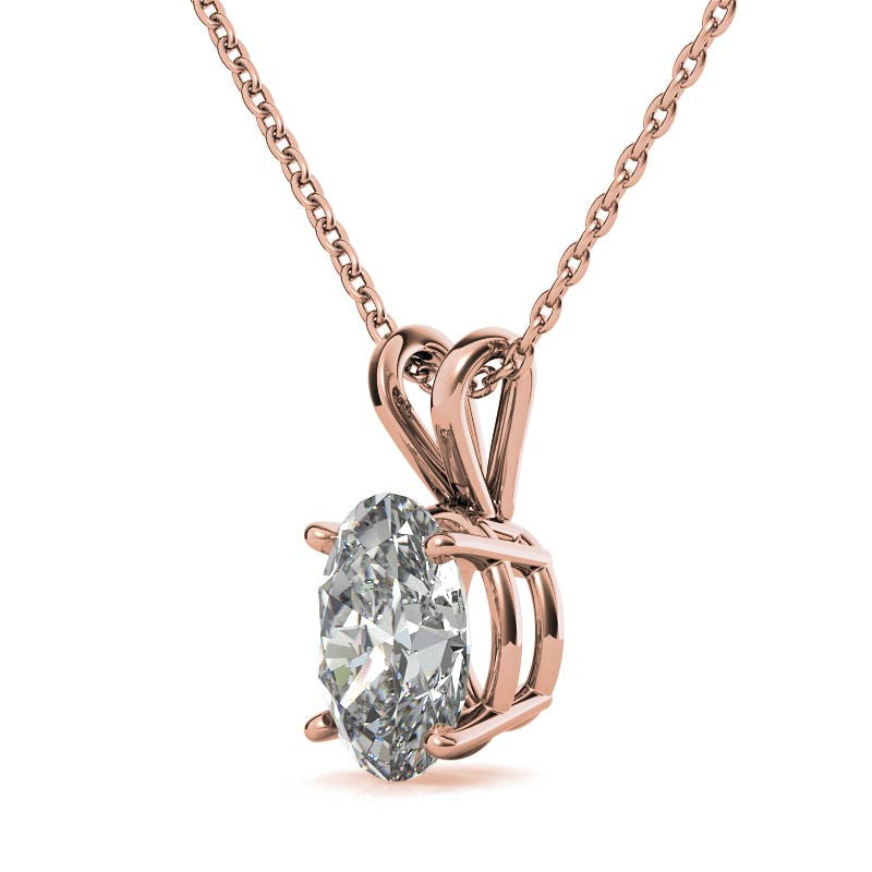 Classic 4-Prong Basket Oval Moissanite Solitaire Pendant
