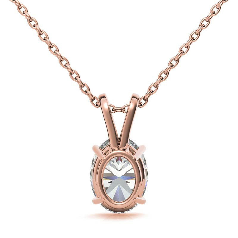 Classic 4-Prong Basket Oval Moissanite Solitaire Pendant