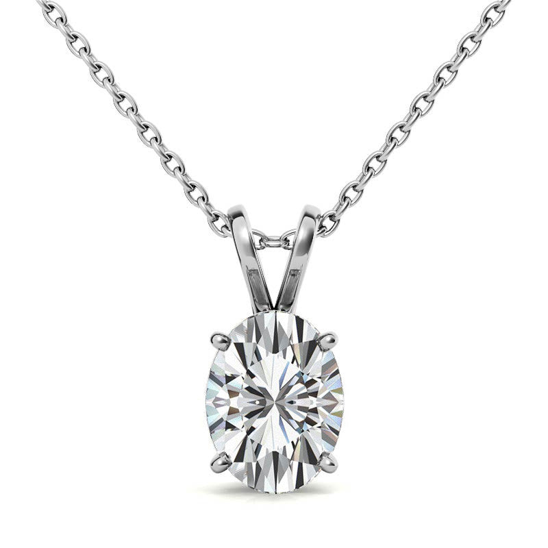 Classic 4-Prong Basket Oval Moissanite Solitaire Pendant