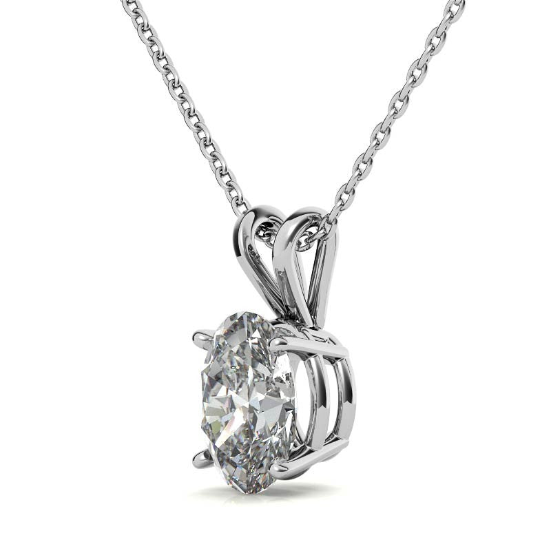 Classic 4-Prong Basket Oval Moissanite Solitaire Pendant