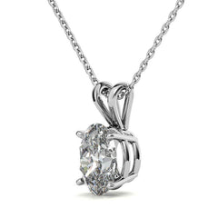Classic 4-Prong Basket Oval Moissanite Solitaire Pendant