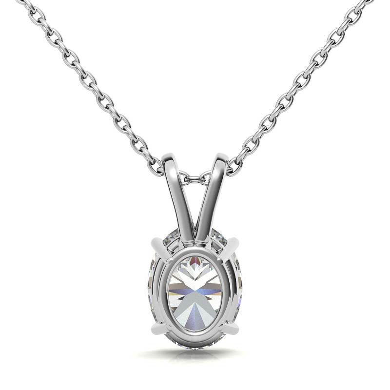 Classic 4-Prong Basket Oval Moissanite Solitaire Pendant