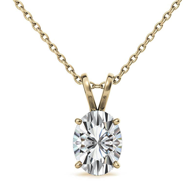 Classic 4-Prong Basket Oval Moissanite Solitaire Pendant