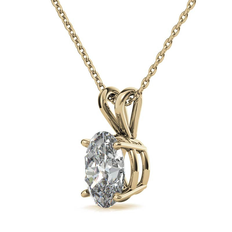 Classic 4-Prong Basket Oval Moissanite Solitaire Pendant