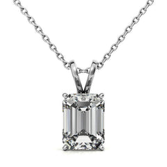 Classic 4-Prong Basket Emerald / Radiant Moissanite Solitaire Pend