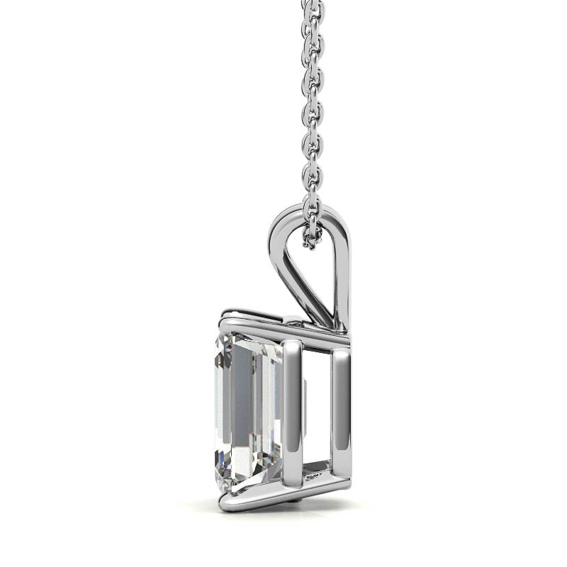 Classic 4-Prong Basket Emerald / Radiant Moissanite Solitaire Pend
