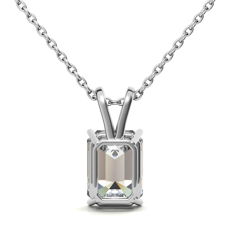 Classic 4-Prong Basket Emerald / Radiant Moissanite Solitaire Pend