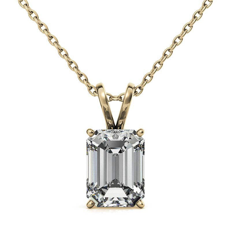 Classic 4-Prong Basket Emerald / Radiant Moissanite Solitaire Pend