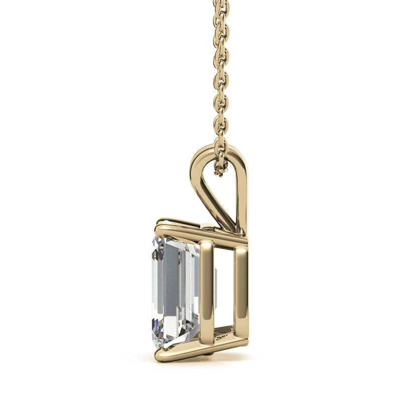 Classic 4-Prong Basket Emerald / Radiant Moissanite Solitaire Pend