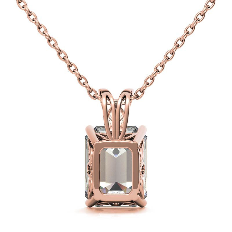 Emerald / Radiant Moissanite Vintage Scroll Solitaire Pendant