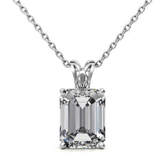 Emerald / Radiant Moissanite Vintage Scroll Solitaire Pendant