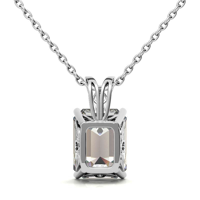 Emerald / Radiant Moissanite Vintage Scroll Solitaire Pendant