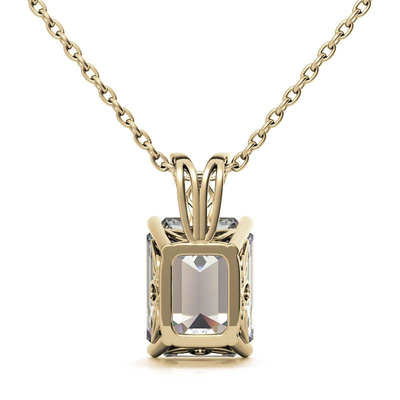 Emerald / Radiant Moissanite Vintage Scroll Solitaire Pendant