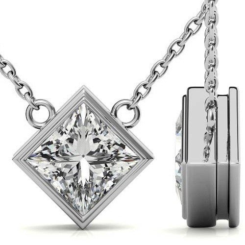 Princess Kite-Set Bezel Moissanite Pendant