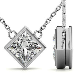 Princess Kite-Set Bezel Moissanite Pendant