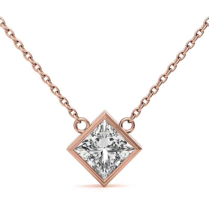 Princess Kite-Set Bezel Moissanite Pendant