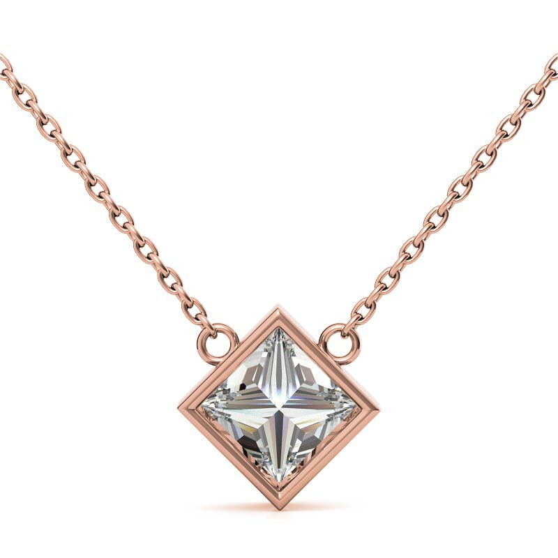 Princess Kite-Set Bezel Moissanite Pendant