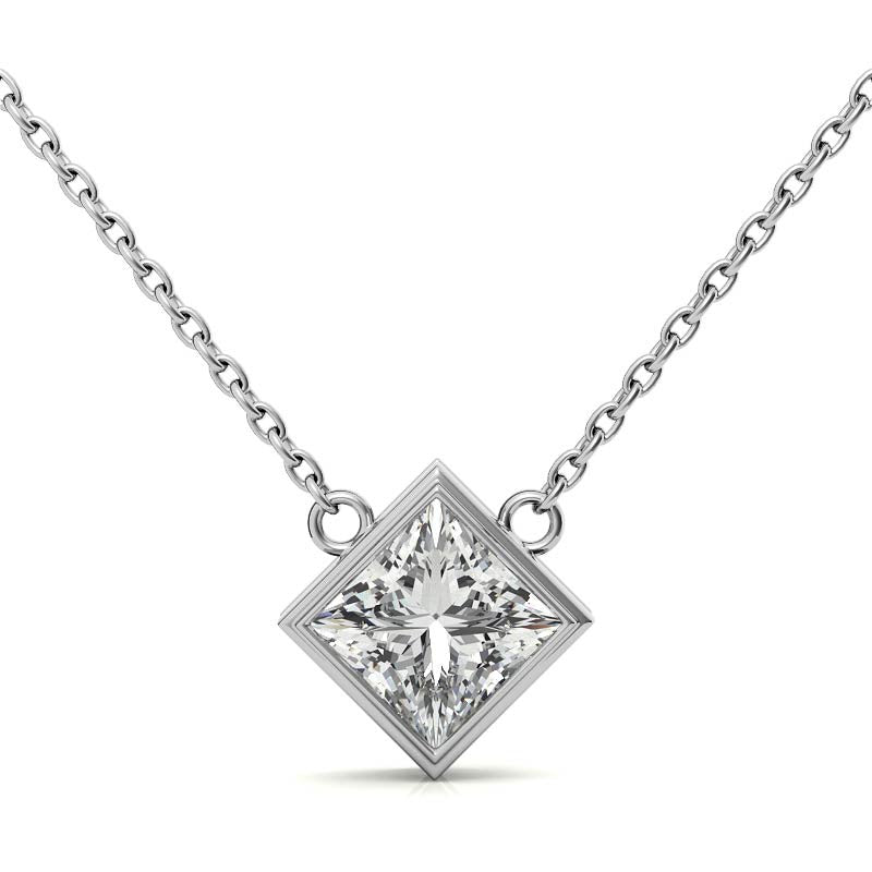 Princess Kite-Set Bezel Moissanite Pendant