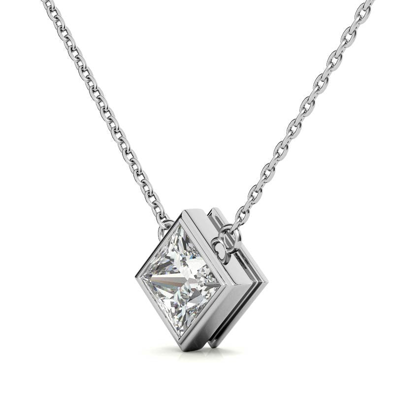 Princess Kite-Set Bezel Moissanite Pendant