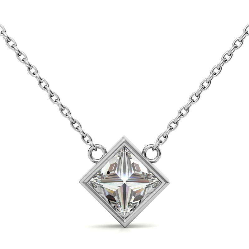 Princess Kite-Set Bezel Moissanite Pendant