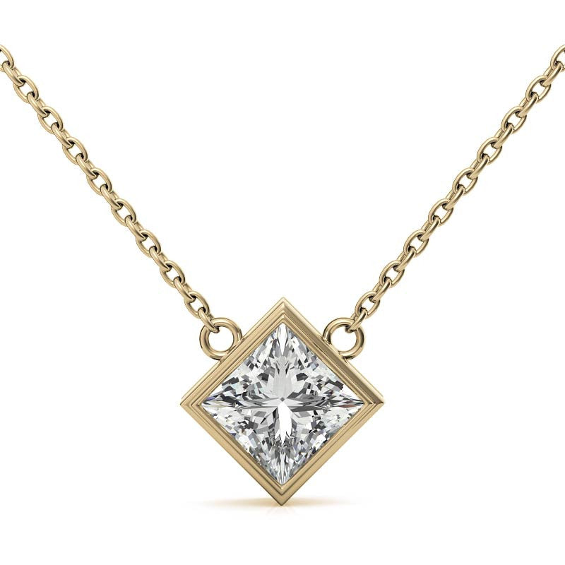 Princess Kite-Set Bezel Moissanite Pendant