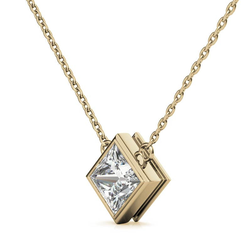 Princess Kite-Set Bezel Moissanite Pendant