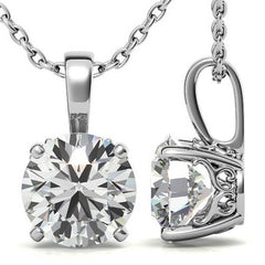 Round 4-Prong Scroll Accented Moissanite Pendant