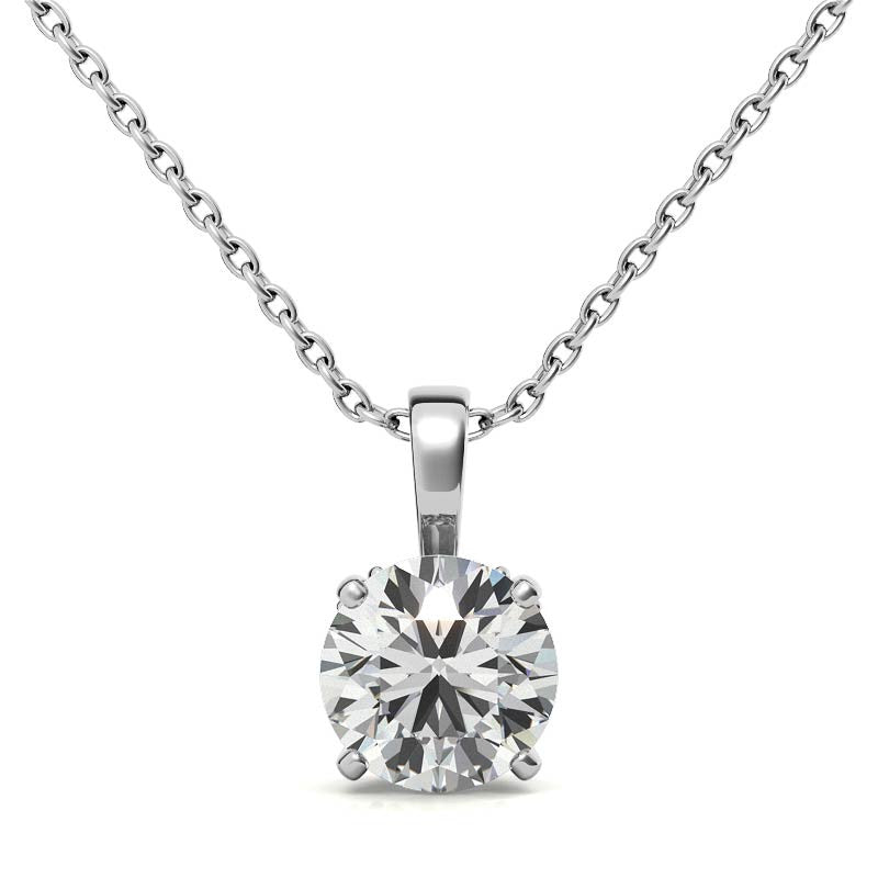 Round 4-Prong Scroll Accented Moissanite Pendant
