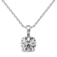 Round 4-Prong Scroll Accented Moissanite Pendant