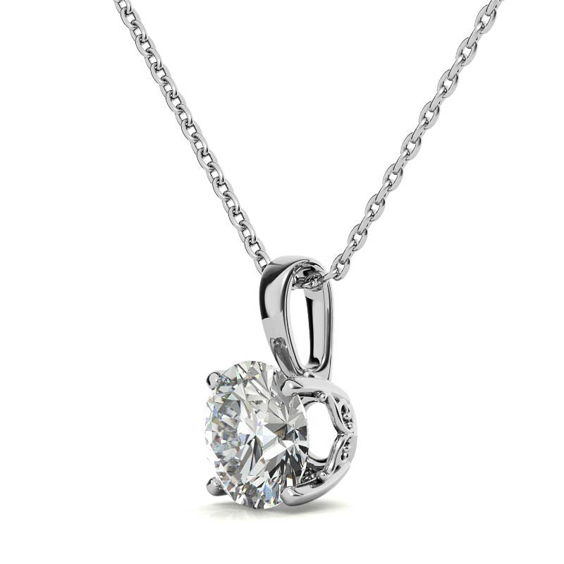 Round 4-Prong Scroll Accented Moissanite Pendant