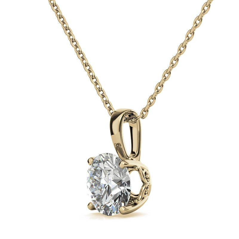 Round 4-Prong Scroll Accented Moissanite Pendant
