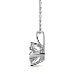 Princess Kite-Set Moissanite Scroll Accented Solitaire Pendant