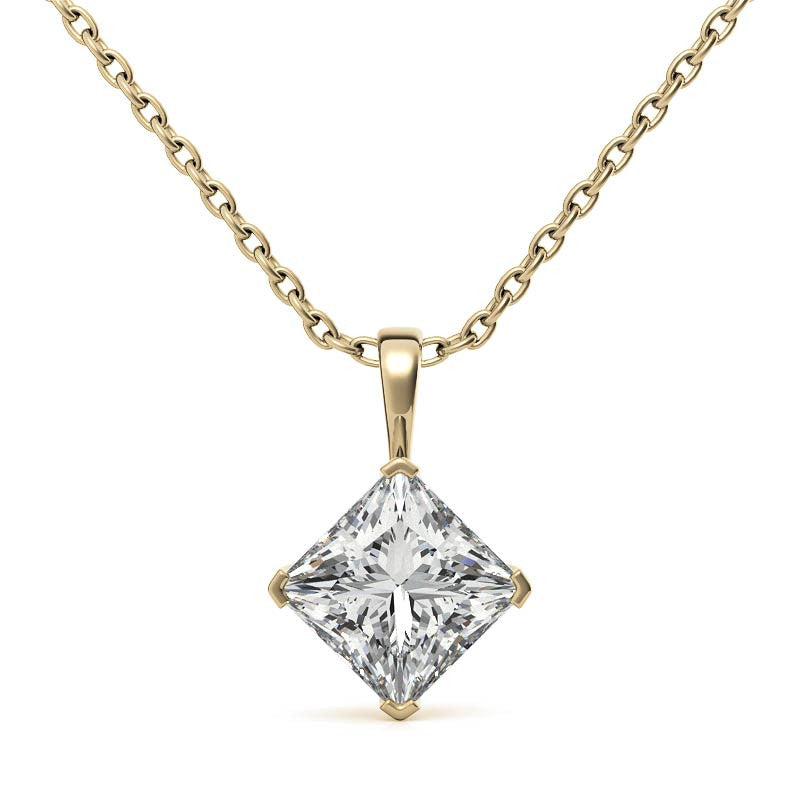 Princess Kite-Set Moissanite Scroll Accented Solitaire Pendant