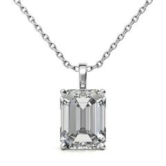 Emerald / Radiant 4-Prong Scroll Accented Moissanite Pendant