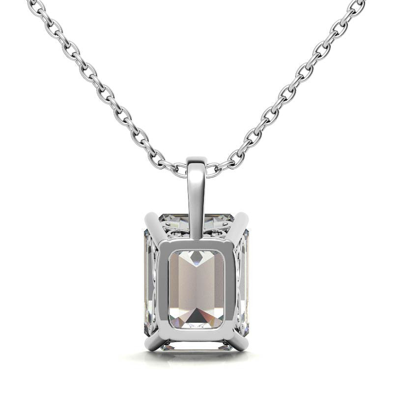 Emerald / Radiant 4-Prong Scroll Accented Moissanite Pendant