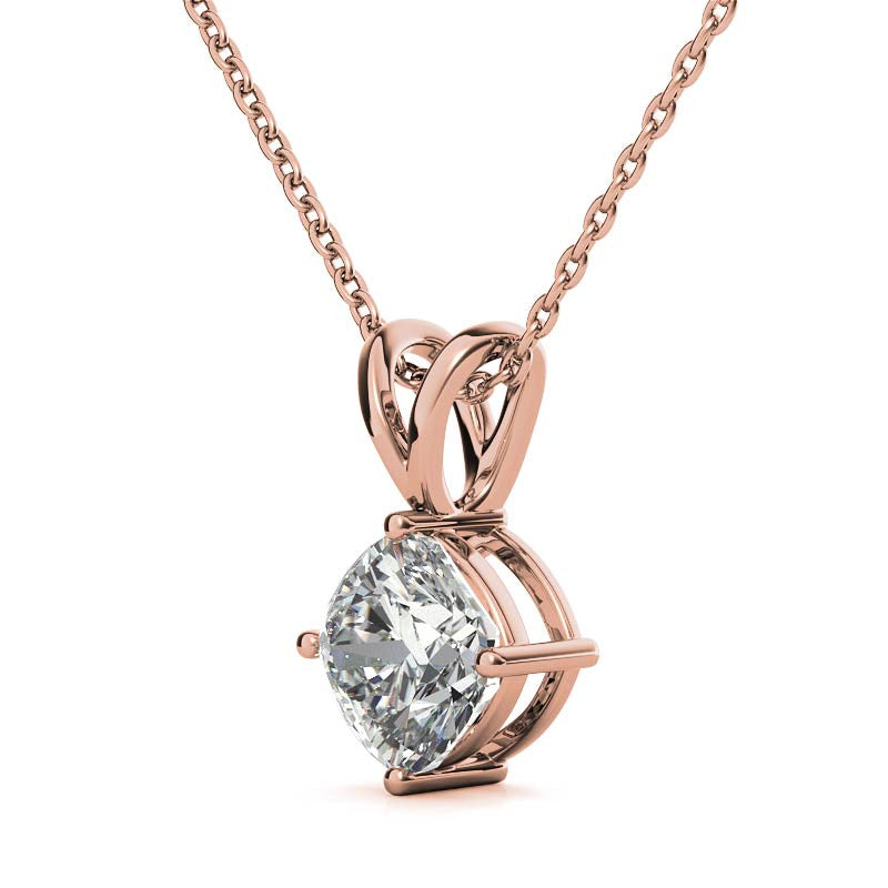 Classic 4-Prong Basket Cushion Moissanite Solitaire Pendant