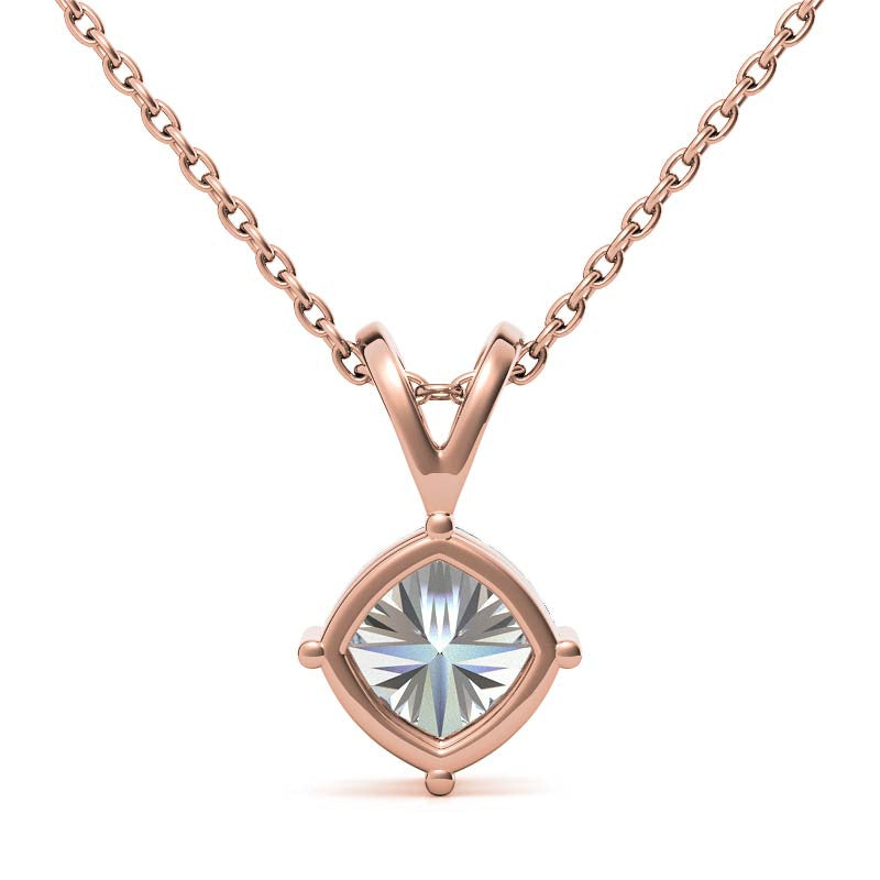 Classic 4-Prong Basket Cushion Moissanite Solitaire Pendant