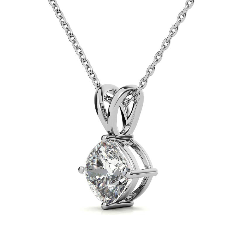 Classic 4-Prong Basket Cushion Moissanite Solitaire Pendant