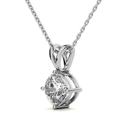 Classic 4-Prong Basket Cushion Moissanite Solitaire Pendant