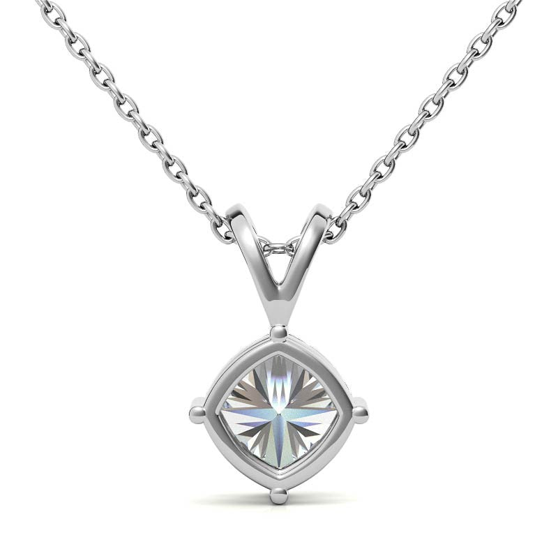 Classic 4-Prong Basket Cushion Moissanite Solitaire Pendant