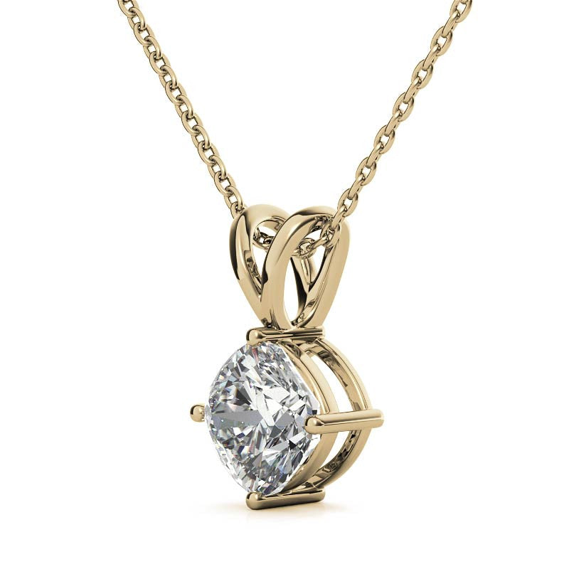 Classic 4-Prong Basket Cushion Moissanite Solitaire Pendant