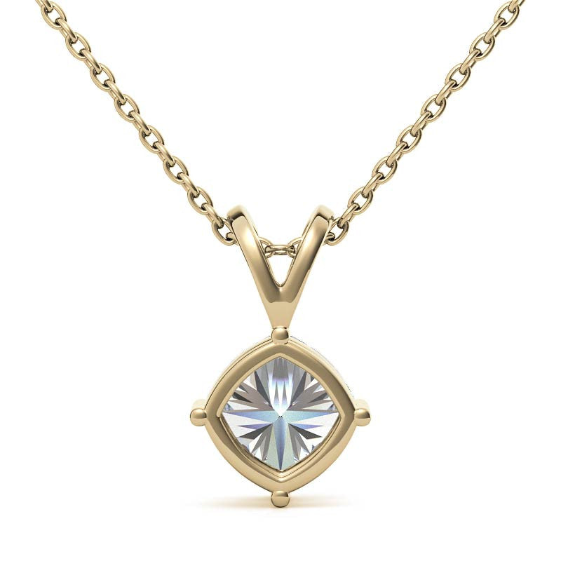 Classic 4-Prong Basket Cushion Moissanite Solitaire Pendant
