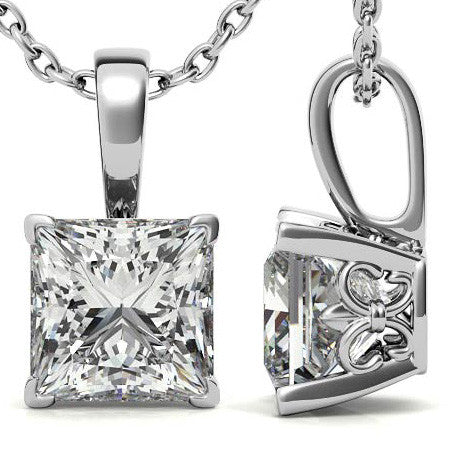 Fleur-De-Lis Princess cut Moissanite Pendant