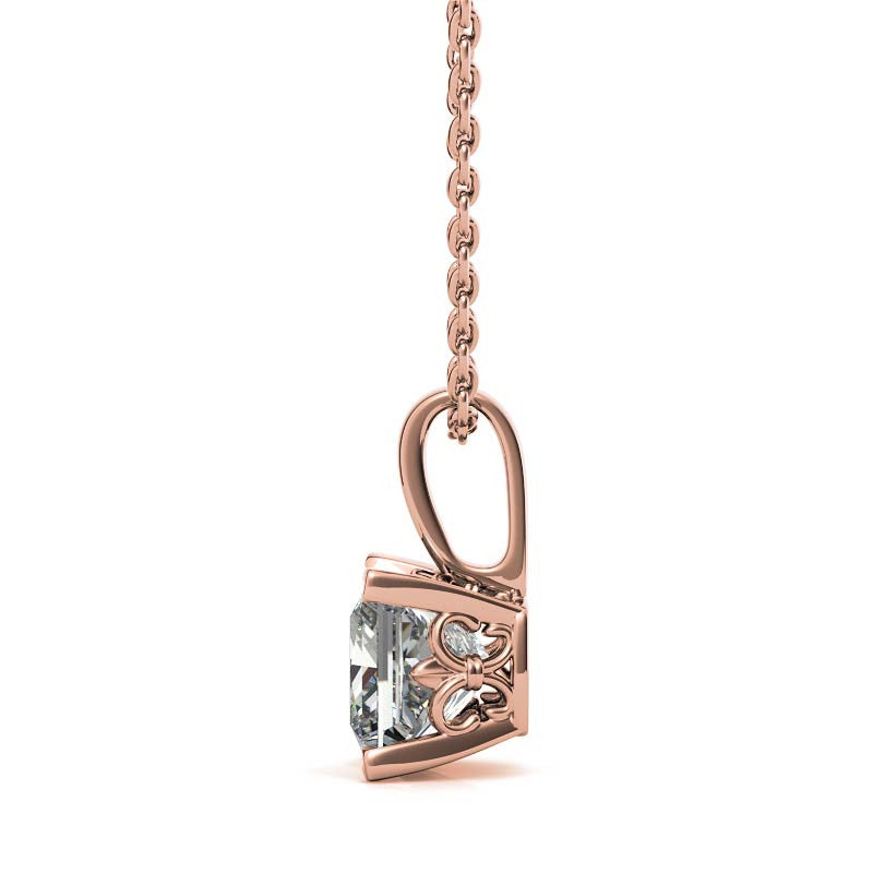 Fleur-De-Lis Princess cut Moissanite Pendant
