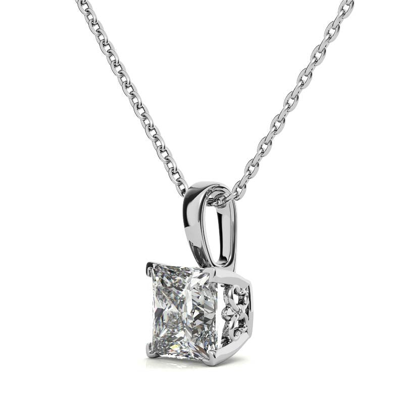 Fleur-De-Lis Princess cut Moissanite Pendant