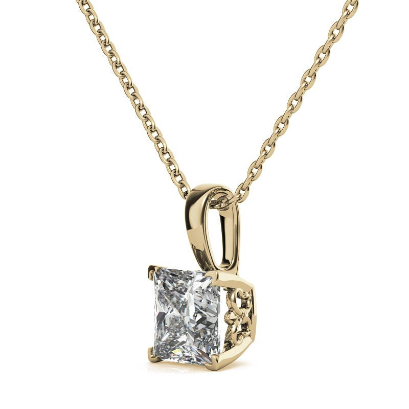 Fleur-De-Lis Princess cut Moissanite Pendant